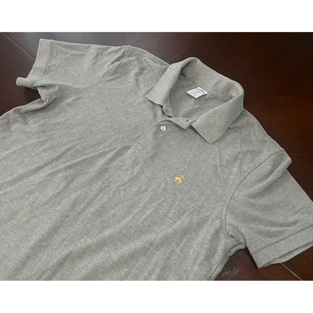 Brooks Brothers Polo Shirt Men's XL Grey Performance Cotton Slim Fit 1818 Logo